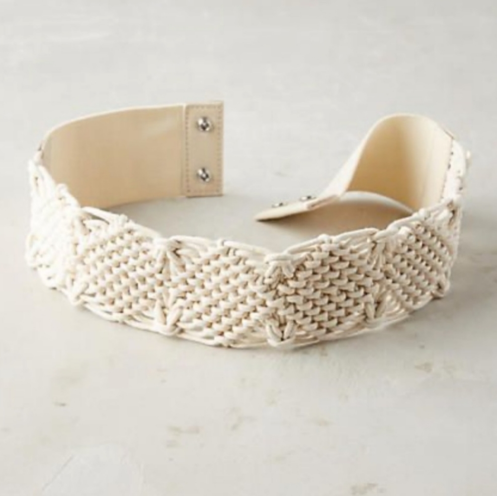Anthropologie Macrame Belt size M medium NWT Crochet Creme Ivory Cream
